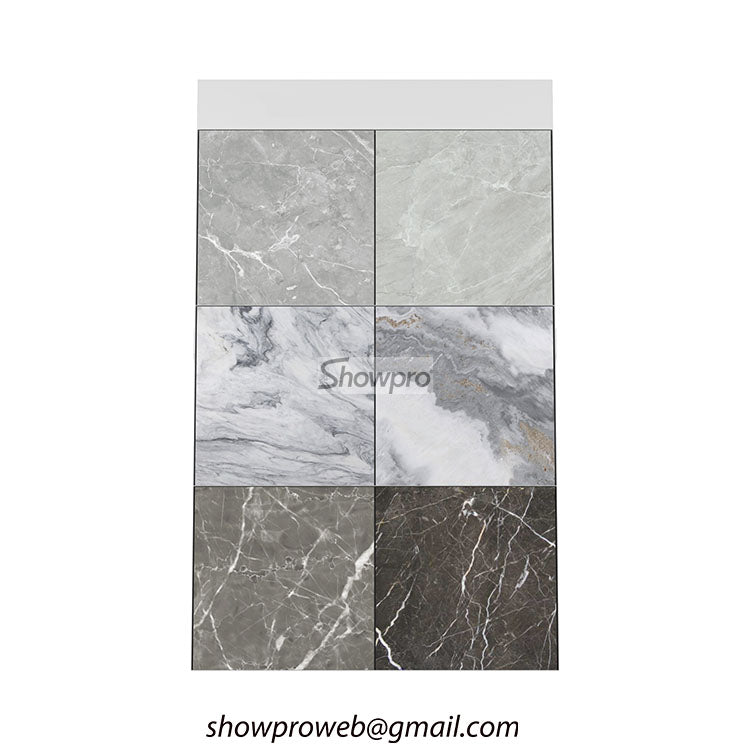 Easy-to-assemble tile display racks for exhibition booths