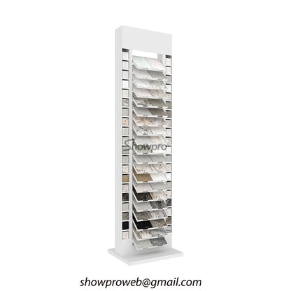Freestanding quartz sample display towers for showrooms