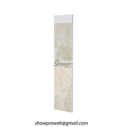 Vertical wall mounted tile display with adjustable clips