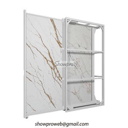 marble slab stand quartz sample display ideas