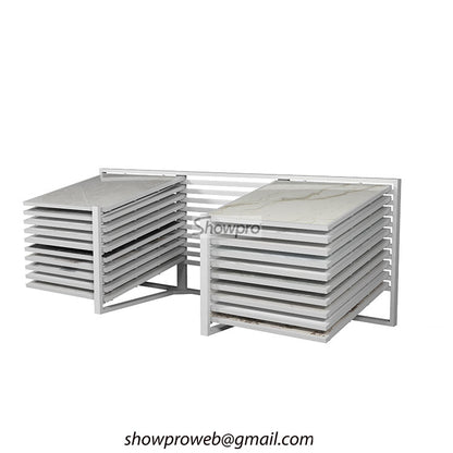 Smooth glide horizontal sliding tile display system