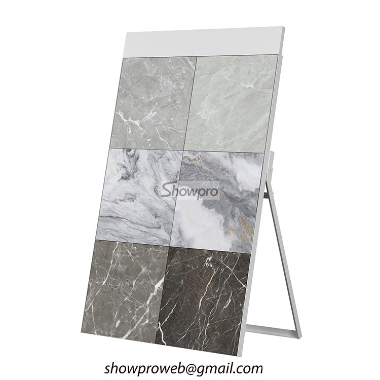 Easy-to-assemble tile display racks for exhibition booths