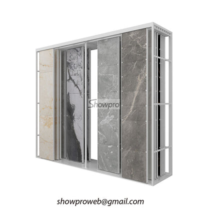 Custom tiles display rack large sliding display stand