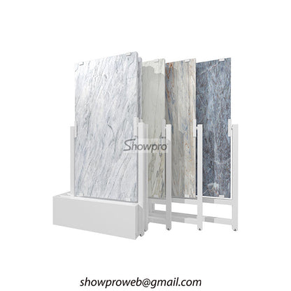 Custom sliding tile display racks for showrooms