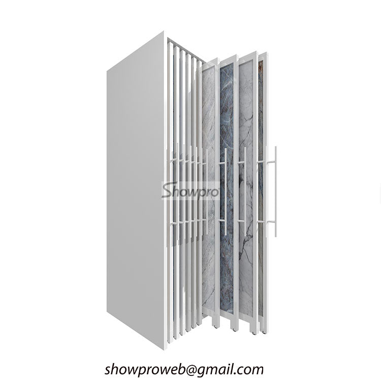 Double-sided sliding tile wing display