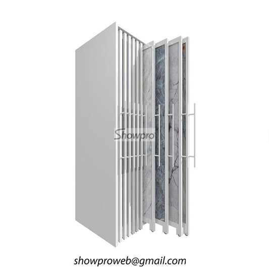 Double-sided sliding tile wing display