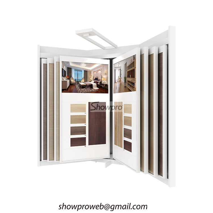 Floor-standing wood tile display rack high capacity