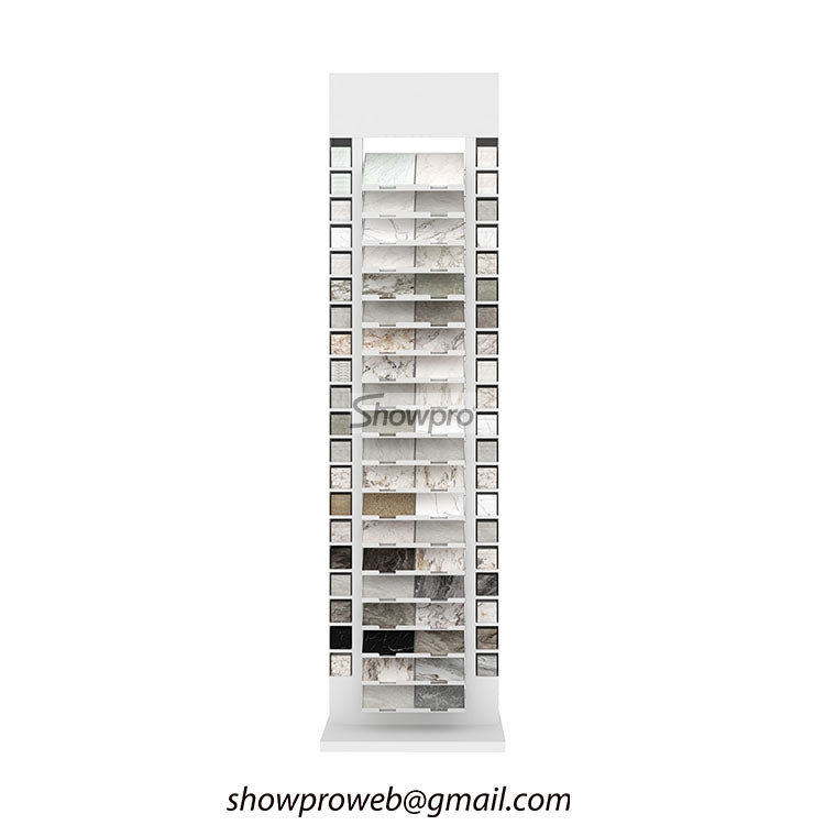 Freestanding quartz sample display towers for showrooms
