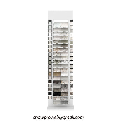 Freestanding quartz sample display towers for showrooms