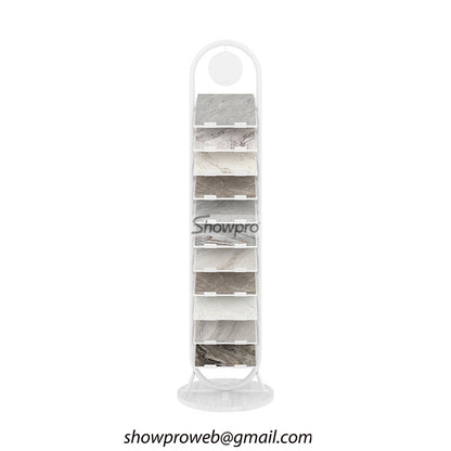 Space-saving vertical tile display for small showrooms