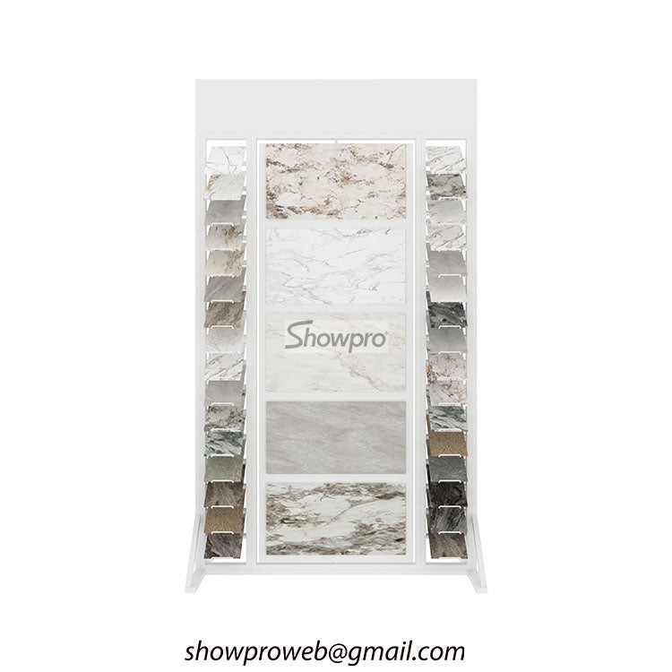 Freestanding double-sided tile rack for open floor plans