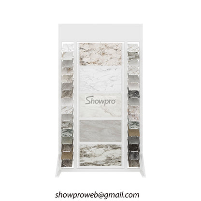 Freestanding double-sided tile rack for open floor plans