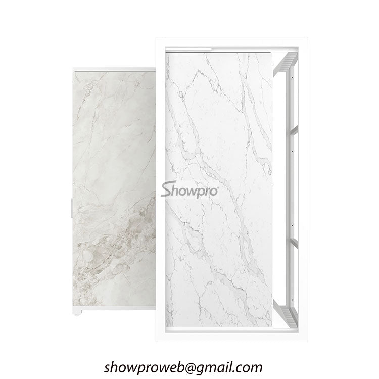 Heavy-duty sliding rack for large format porcelain slabs