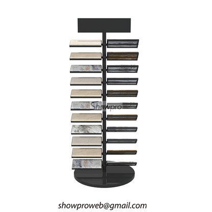 Freestanding wing-style tile display for showrooms