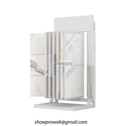 Page turning tiles display stand stone display ideas