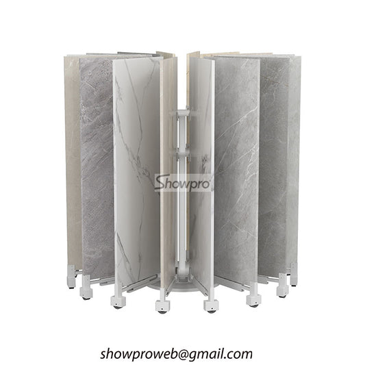 sample stone flip display stand with wheels