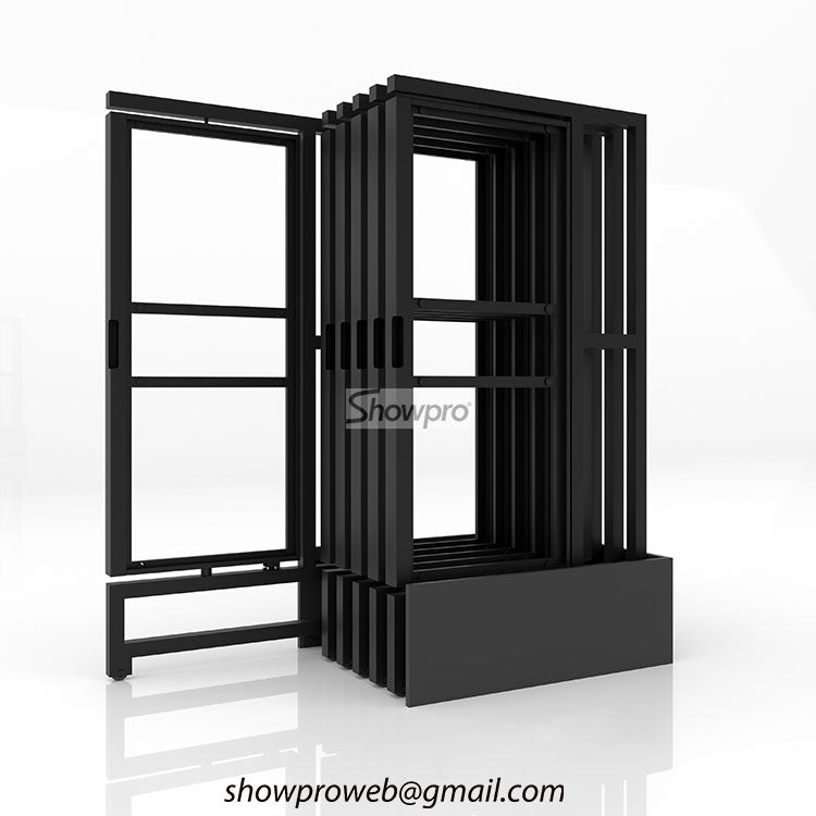 Large format porcelain slab sliding display rack