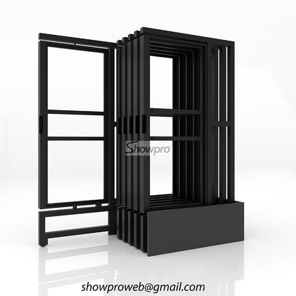 Large format porcelain slab sliding display rack