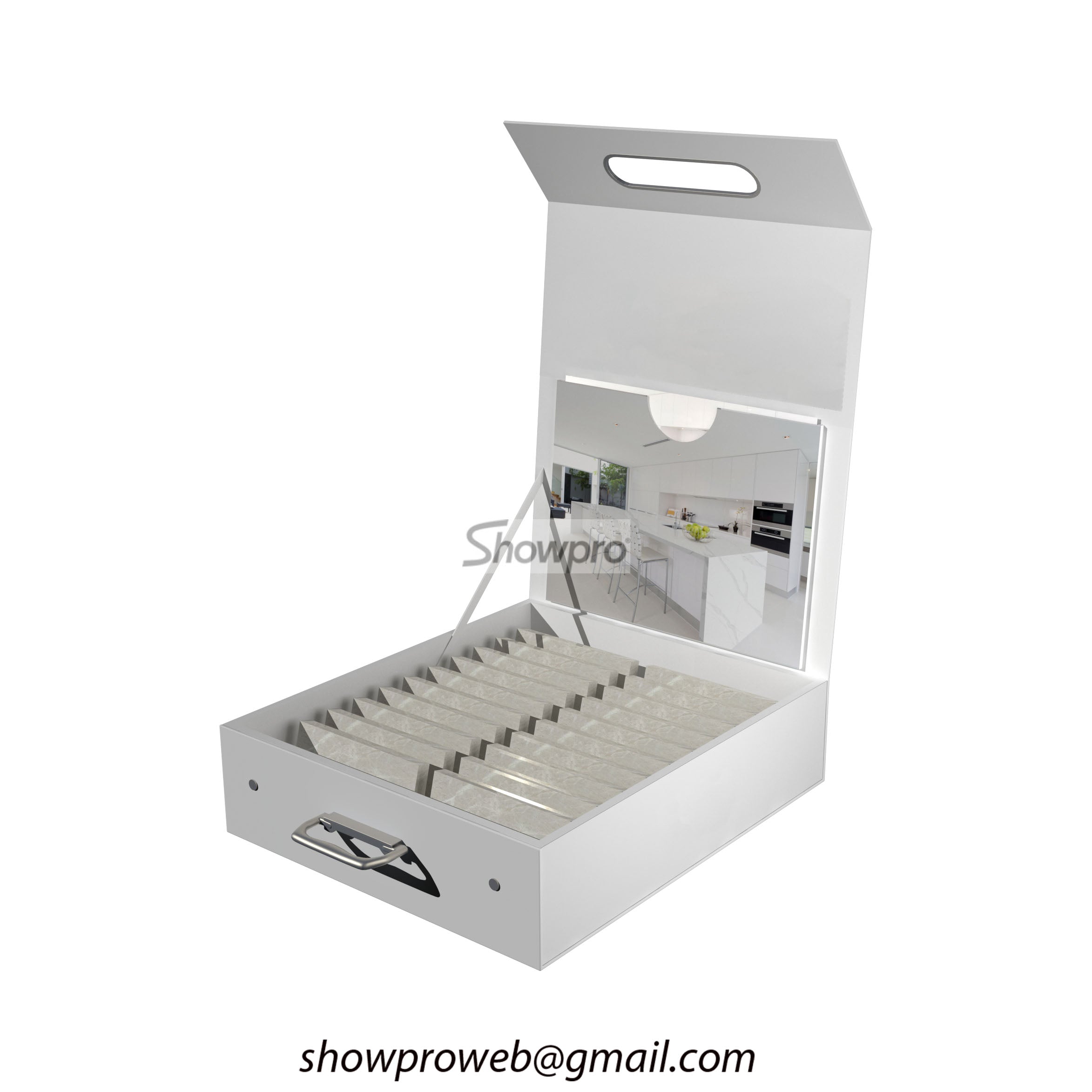 High quality cardboard suitcase for sample tiles – Showpro Trade Inc