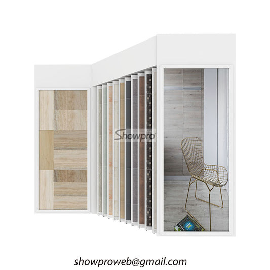 Customized logo branded sliding tile display stands