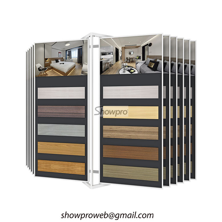 Custom wood floor page turning display stand manufacturer