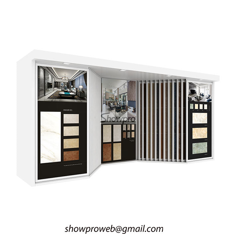 Adjustable sliding tile display rack for large tiles