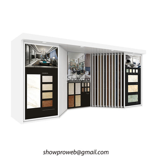 Adjustable sliding tile display rack for large tiles