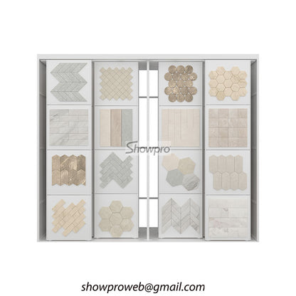 Custom mosaic samples push pull display stand