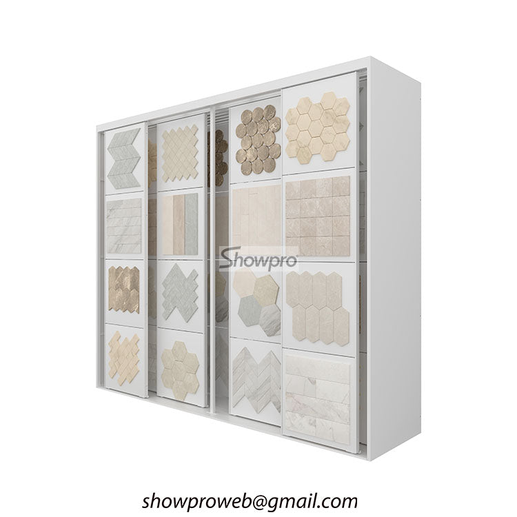 Custom mosaic samples push pull display stand