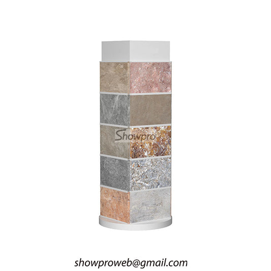 Tile sample display stand for design studios