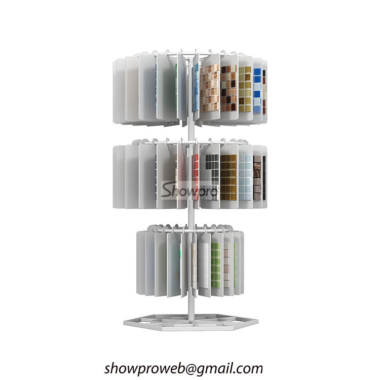 Mosaic sample tiles rotating display stand