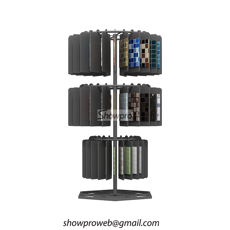 Mosaic sample tiles rotating display stand