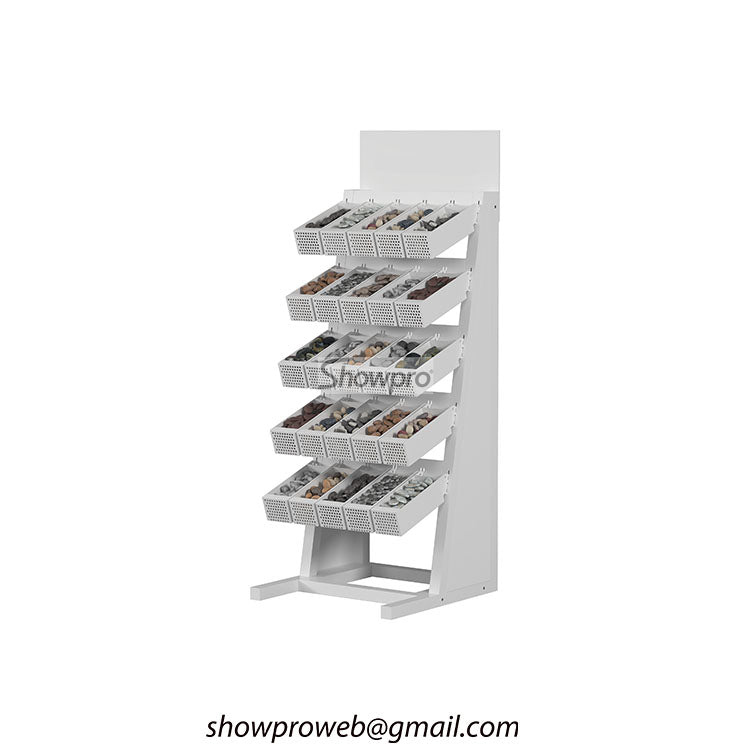 Retail display rack for cobblestone samples