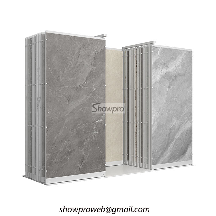 Commercial sliding display for natural stone pavers