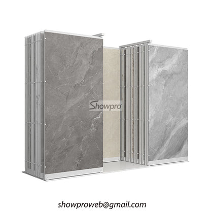 Commercial sliding display for natural stone pavers