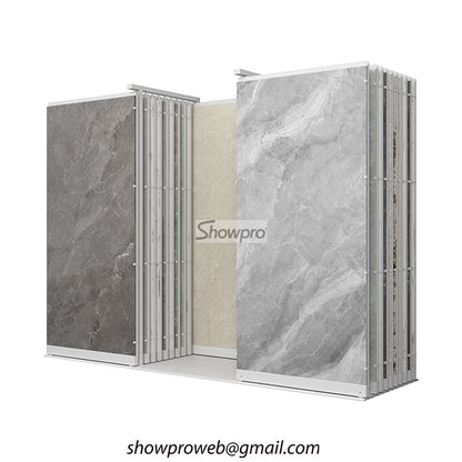 Commercial sliding display for natural stone pavers