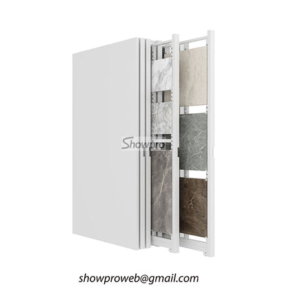 Multi-panel pull-out tile display stand for wall tiles