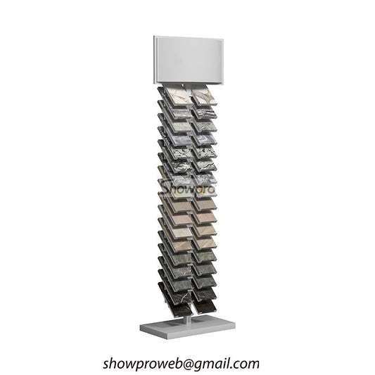 Showroom tile displays granite sample display rack