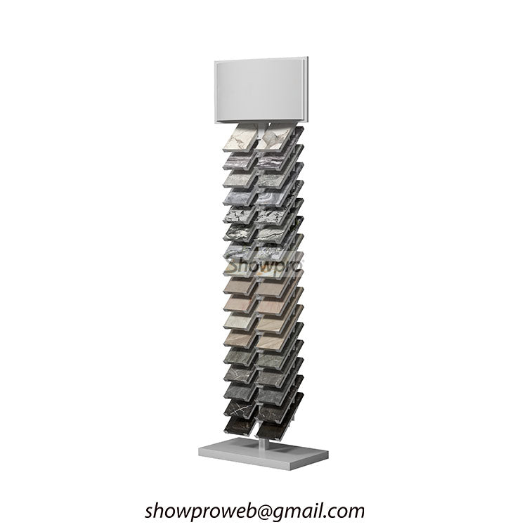 Showroom tile displays granite sample display rack