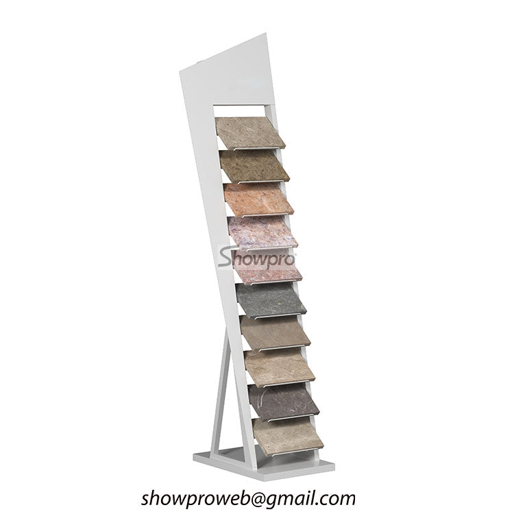 Exterior paver display rack for outdoor stone samples