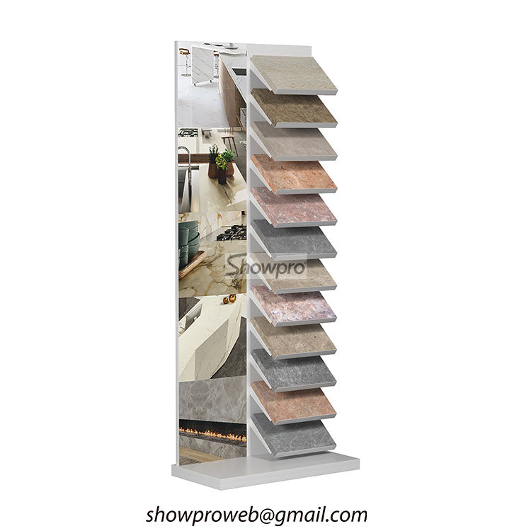 Natural marble tile floor display unit for showroom