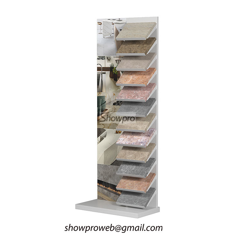 Natural marble tile floor display unit for showroom