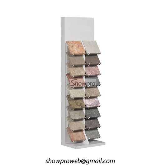 Custom branded tile display rack for retailers