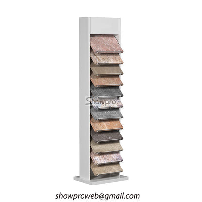 Vertical floor standing tile display for small spaces