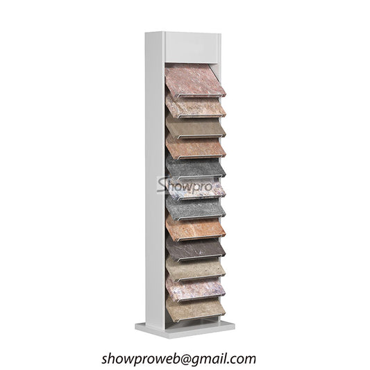 Vertical floor standing tile display for small spaces