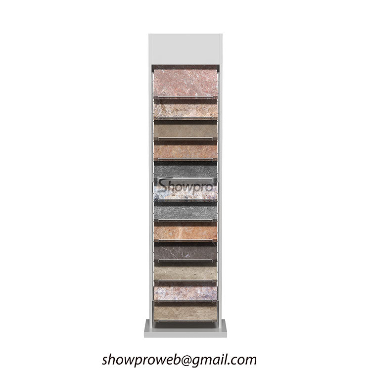 Vertical floor standing tile display for small spaces