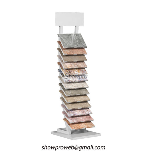 Trade show tile display stands with easy assembly
