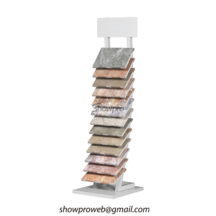 Trade show tile display stands with easy assembly