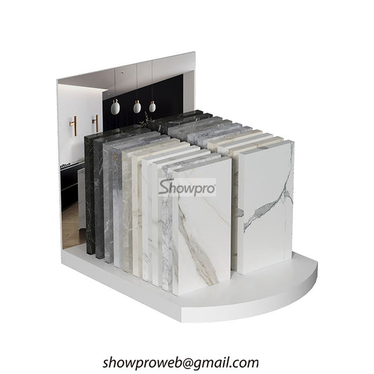 quartz stone display rack tiles showroom ideas