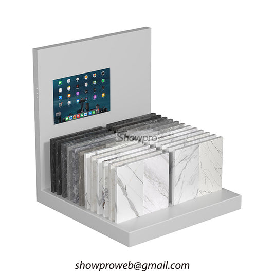 tiles countertop display stand with screen